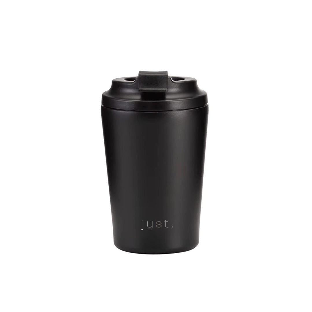 black reusable coffee cup