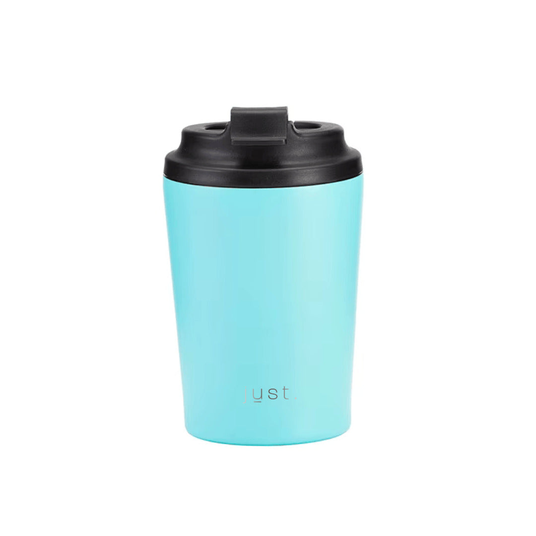 light blue reusable coffee cup