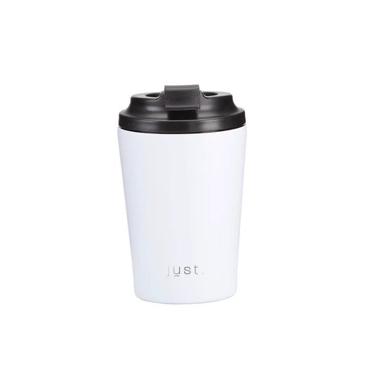 white reusable coffee cup