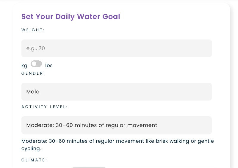 water intake calculator